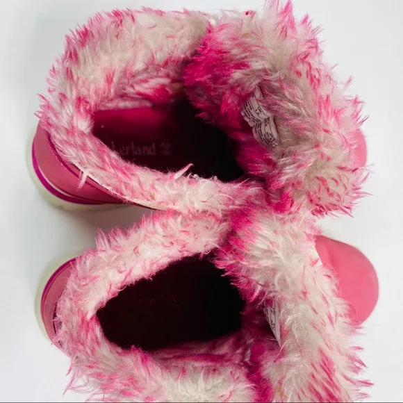 Timberland Girls Pink Leather Winter Boots Size 2