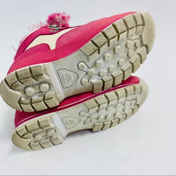 Timberland Girls Pink Leather Winter Boots Size 2