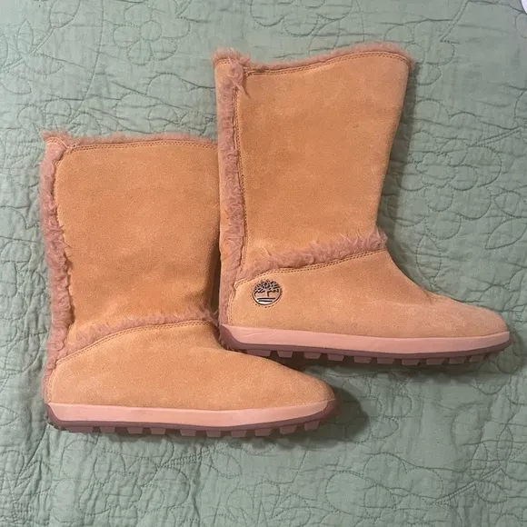 Timberland Mukluk Tan Suede Mid Calf Winter Boots 8 Women’s