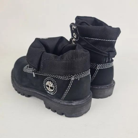 Timberland Roll Top Workshirt TODDLER Boots Hiking Black Leather Size 9