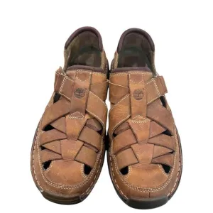 Timberland Sandals Mens 8.5 M Fisherman Brown Leather Hook &amp; Loop Casual 79515