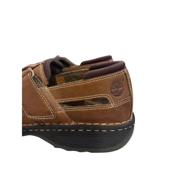 Timberland Sandals Mens 8.5 M Fisherman Brown Leather Hook &amp; Loop Casual 79515