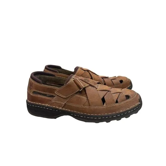 Timberland Sandals Mens 8.5 M Fisherman Brown Leather Hook &amp; Loop Casual 79515