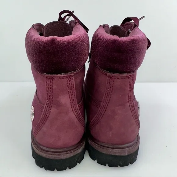 Timberland Women's A1KC1 Burgundy Lace Up Ankle Combat Boots - Size 8.5