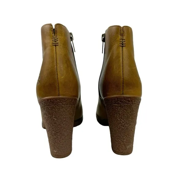 Timberland Women's Size 6 Tillston Peep Toe Leather Boots Ankle Booties Tan
