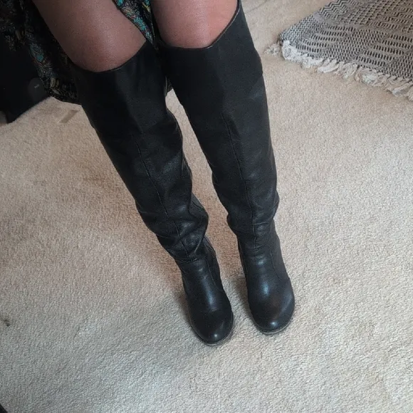 TNA Black Over the Knee Boots with Slouchy Style