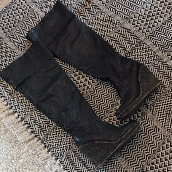 TNA Black Over the Knee Boots with Slouchy Style