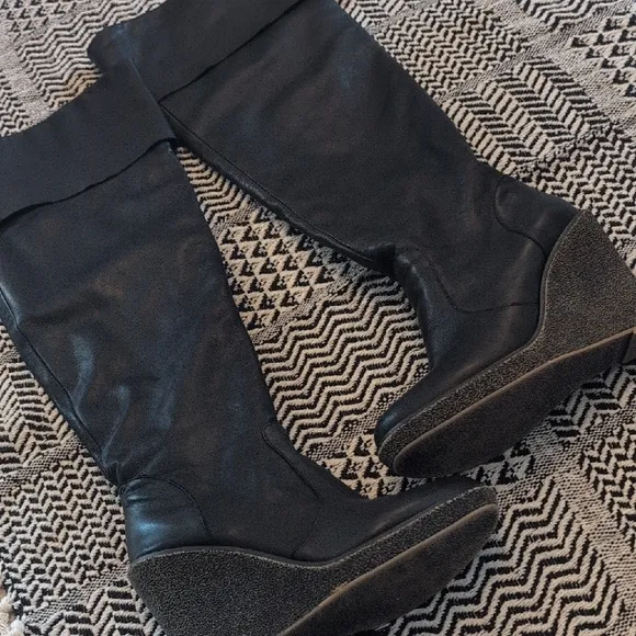 TNA Black Over the Knee Boots with Slouchy Style