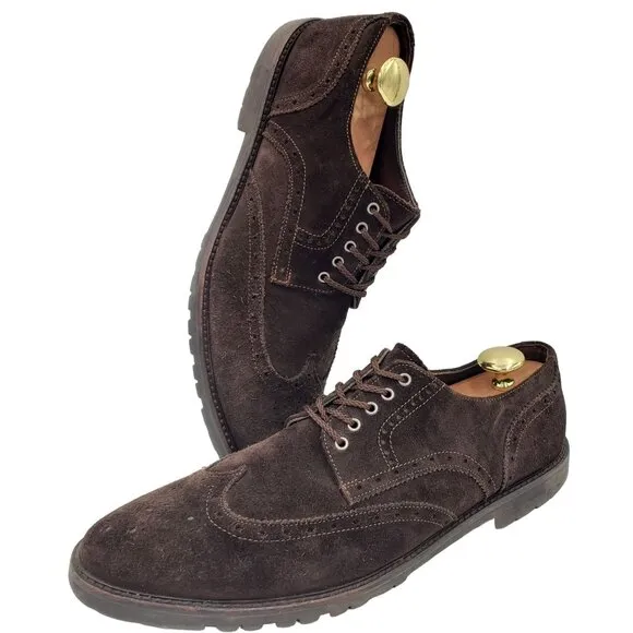 To Boot Adam Derrick Italy Men 11.5 Brown Suede Dress Shoes Wingtip Derby Oxford