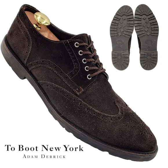 To Boot Adam Derrick Italy Men 11.5 Brown Suede Dress Shoes Wingtip Derby Oxford