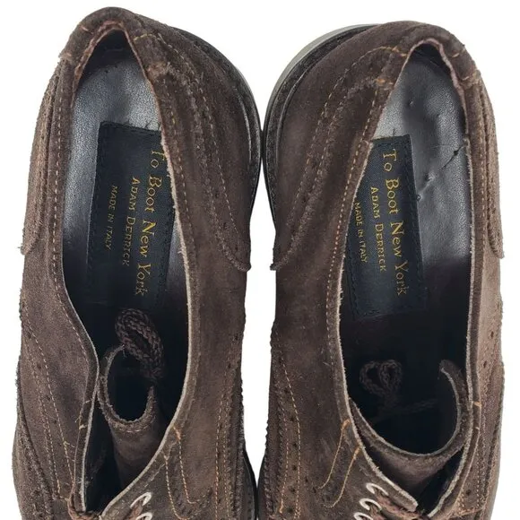 To Boot Adam Derrick Italy Men 11.5 Brown Suede Dress Shoes Wingtip Derby Oxford