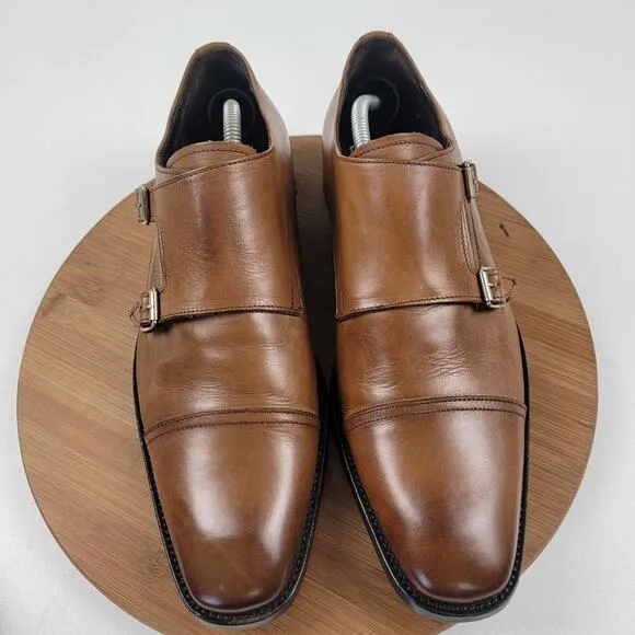 To Boot New York Brown Leather Cap Toe Double Monk Strap Dress Shoes Size 11