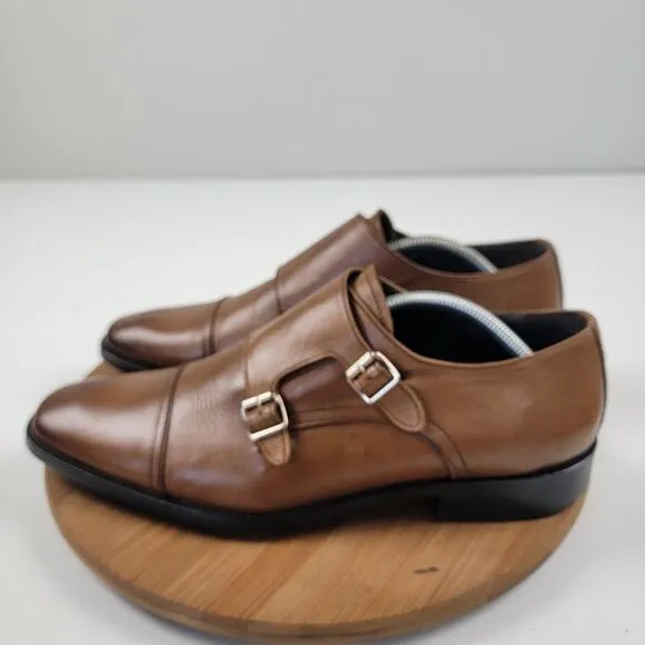 To Boot New York Brown Leather Cap Toe Double Monk Strap Dress Shoes Size 11