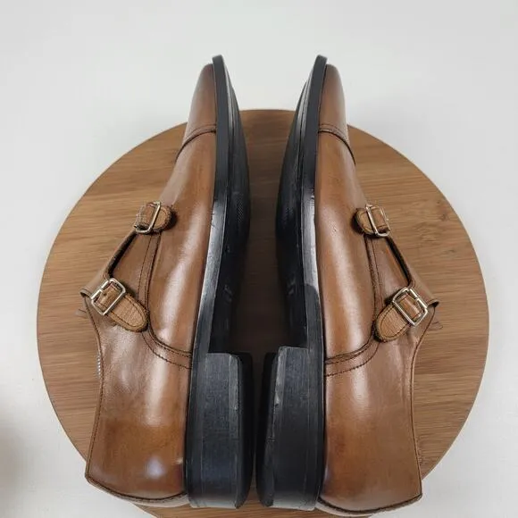 To Boot New York Brown Leather Cap Toe Double Monk Strap Dress Shoes Size 11
