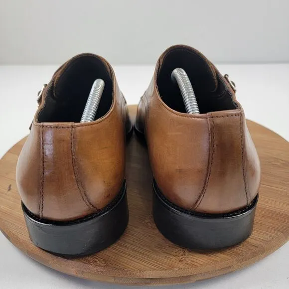 To Boot New York Brown Leather Cap Toe Double Monk Strap Dress Shoes Size 11