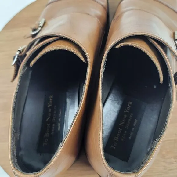 To Boot New York Brown Leather Cap Toe Double Monk Strap Dress Shoes Size 11