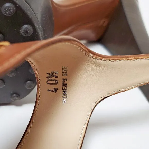 TOD'S SHOES BROWN LEATHER T-STRAP HIGH HEEL PLATFORM SANDALS sz IT 40.5 US 10.5