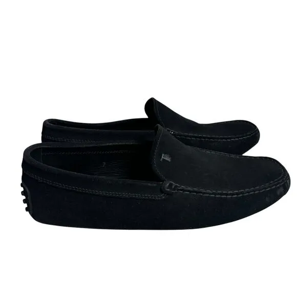 Tod's Suede Driving Loafer Shoes Black Size 7