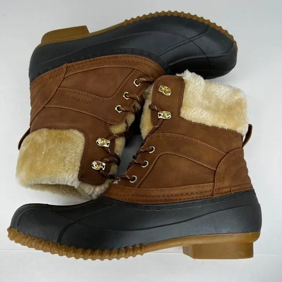 Tommy Hilfiger Womens Brown Reisen Duck Winter Lace Up Size 10M Rain Boots