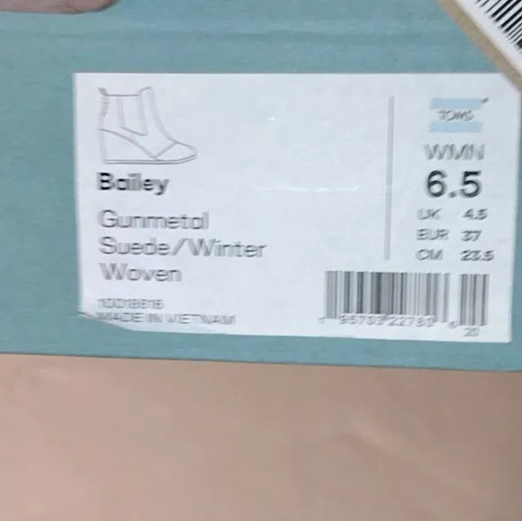 Toms Baily Gray Suede Woven Booties Ankle Boots