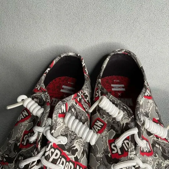 Toms X Marvel Comics Spiderman Shoes SNEAKERS Mens Size 14 Carlo Ortholite