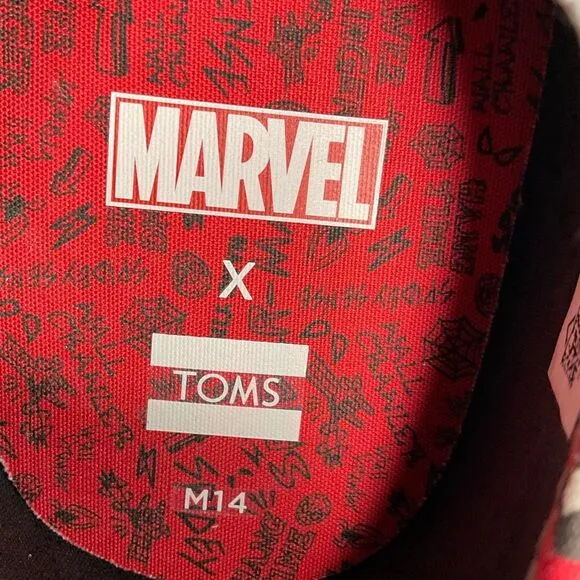 Toms X Marvel Comics Spiderman Shoes SNEAKERS Mens Size 14 Carlo Ortholite