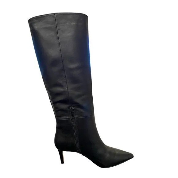 Tony Bianco Ghost Tall Heeled Boots Knee High Leather Pointed Toe Black Venice 6