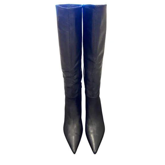 Tony Bianco Ghost Tall Heeled Boots Knee High Leather Pointed Toe Black Venice 6