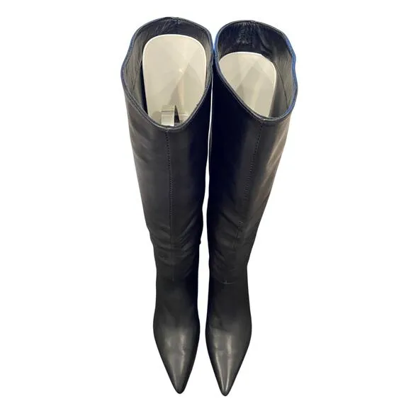 Tony Bianco Ghost Tall Heeled Boots Knee High Leather Pointed Toe Black Venice 6