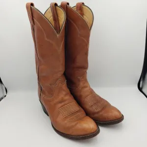 Tony Lama Cowboy Boots Vtg Brown Leather Mens 5 Womens 9 EE‎ Style 5084