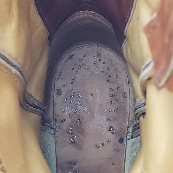 Tony Lama Cowboy Boots Vtg Brown Leather Mens 5 Womens 9 EE‎ Style 5084