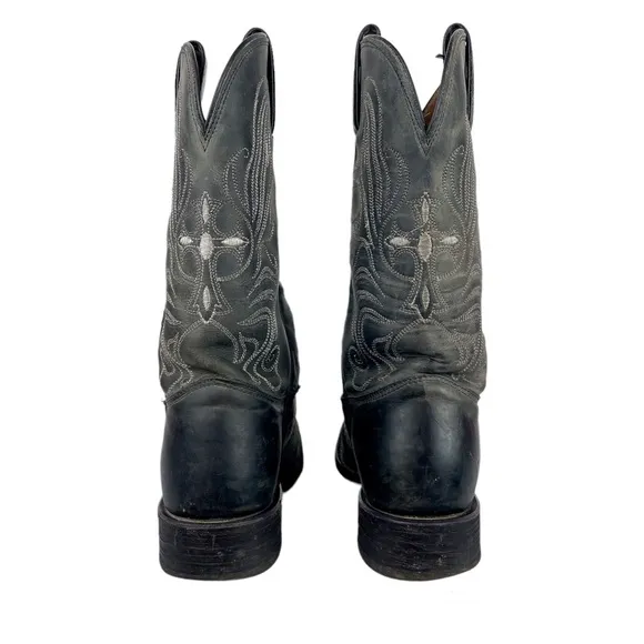 Tony Lama Womens Leather Cross Embroidered Silver Stitching Western Boots Sz 6.5
