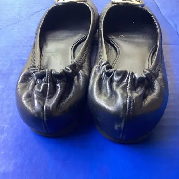 Tory Burch Black Ballet Flats with Gold Logo, size 7.5