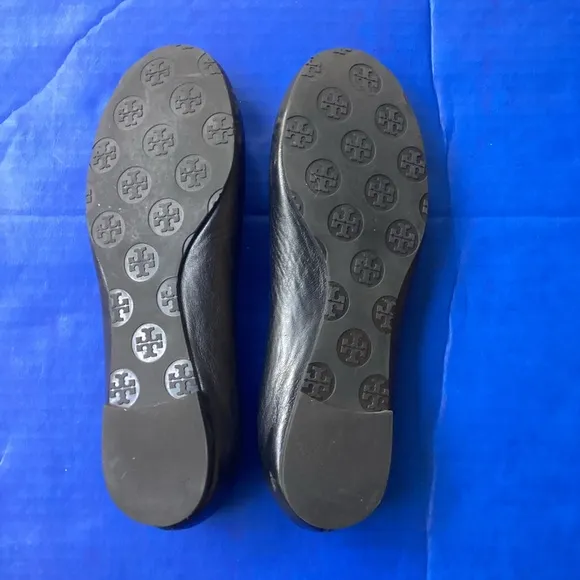 Tory Burch Black Ballet Flats with Gold Logo, size 7.5