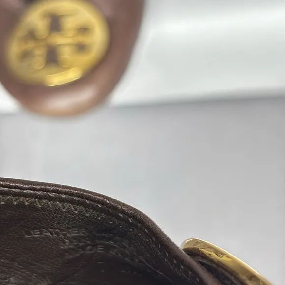 Tory Burch Brown Ballet Flats with Gold Accents