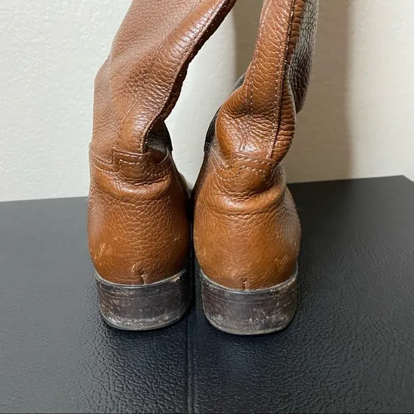 TORY BURCH brown pebbled leather Junction riding boots 6.5