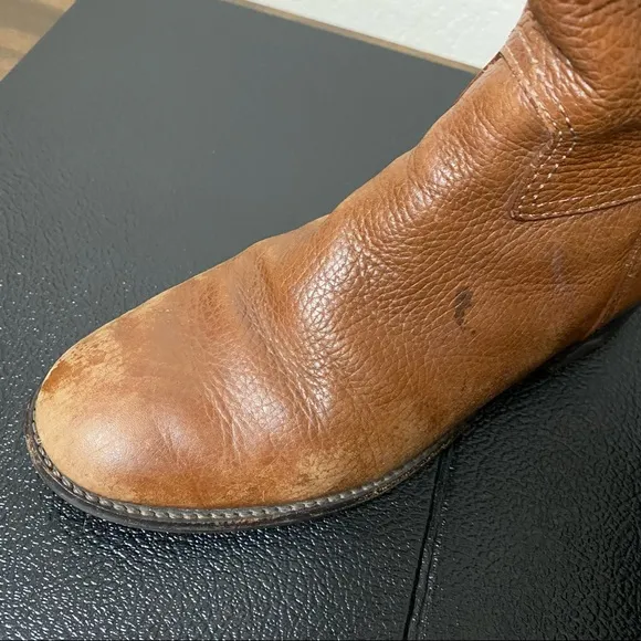 TORY BURCH brown pebbled leather Junction riding boots 6.5