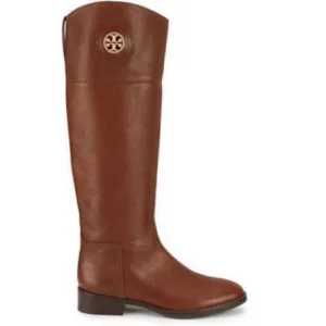 TORY BURCH brown pebbled leather Junction riding boots 6.5