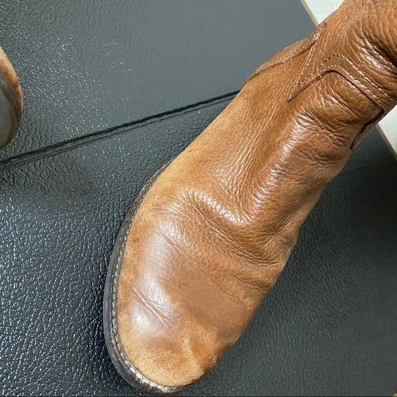 TORY BURCH brown pebbled leather Junction riding boots 6.5