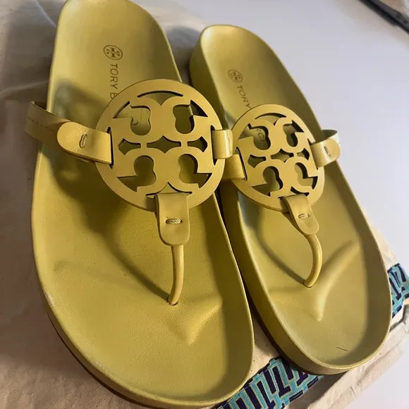 Tory Burch Butter Yellow Slide Sandals