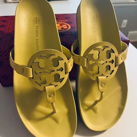 Tory Burch Butter Yellow Slide Sandals