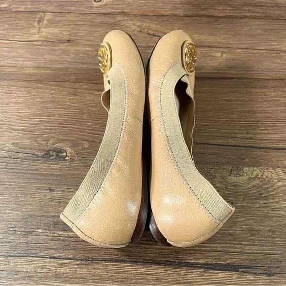 Tory Burch Caroline 2 Ballet Flats Tan Leather Slip-Ok Shoes Women’s Size 7