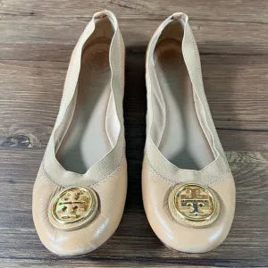 Tory Burch Caroline 2 Ballet Flats Tan Leather Slip-Ok Shoes Women’s Size 7