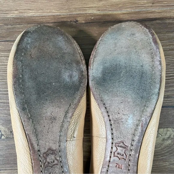 Tory Burch Caroline 2 Ballet Flats Tan Leather Slip-Ok Shoes Women’s Size 7