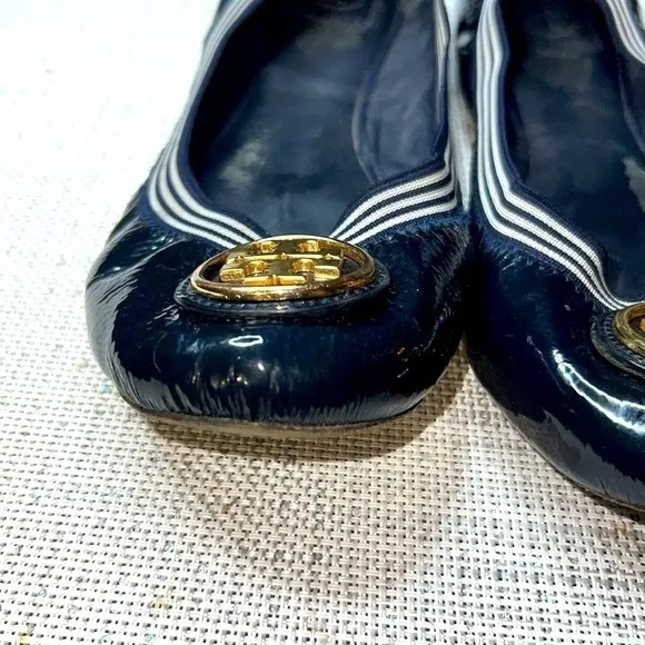 🥿😍Tory Burch Caroline women’s Ballet Flats,Navy Blue, patent leather, size11M