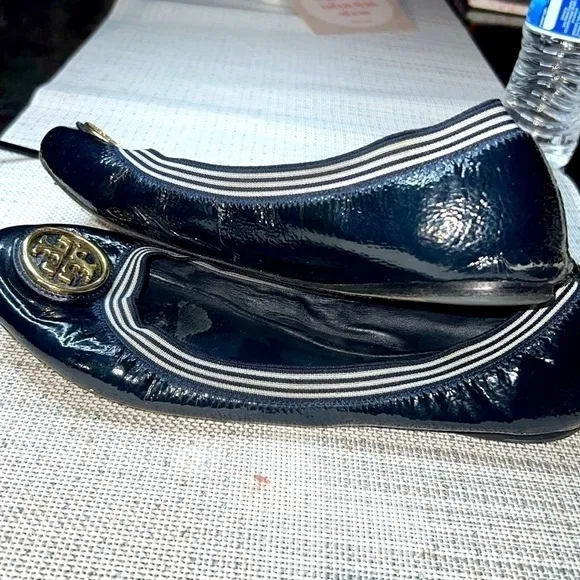 🥿😍Tory Burch Caroline women’s Ballet Flats,Navy Blue, patent leather, size11M