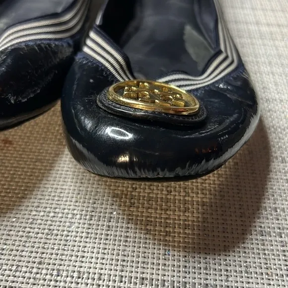 🥿😍Tory Burch Caroline women’s Ballet Flats,Navy Blue, patent leather, size11M