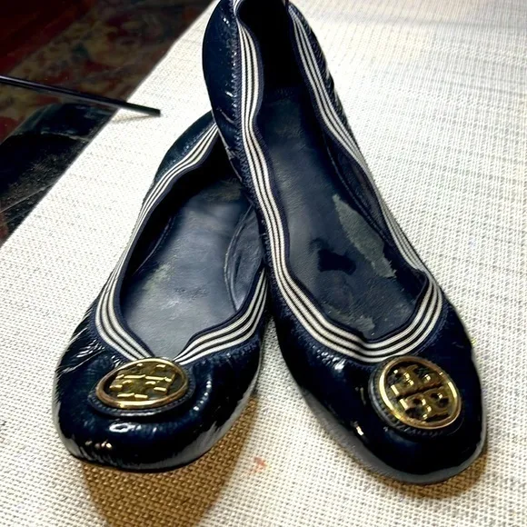 🥿😍Tory Burch Caroline women’s Ballet Flats,Navy Blue, patent leather, size11M