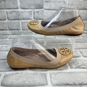 Tory Burch Caroline Women's Size 7 M Tan Patent Leather Ballet Flats Shoes