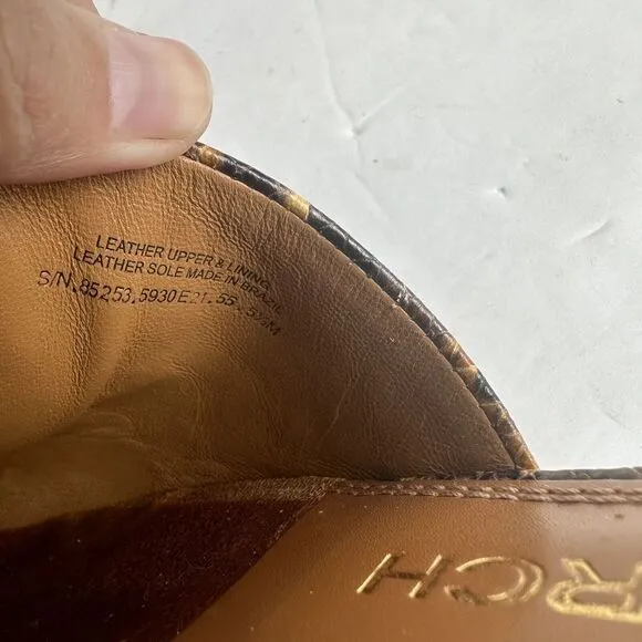 Tory Burch Eleanor Snake-Embossed Leather Mules Slip On Leather‎ Big Logo 5.5 M